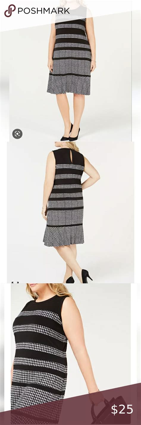 michael kors black and white houndstooth dress